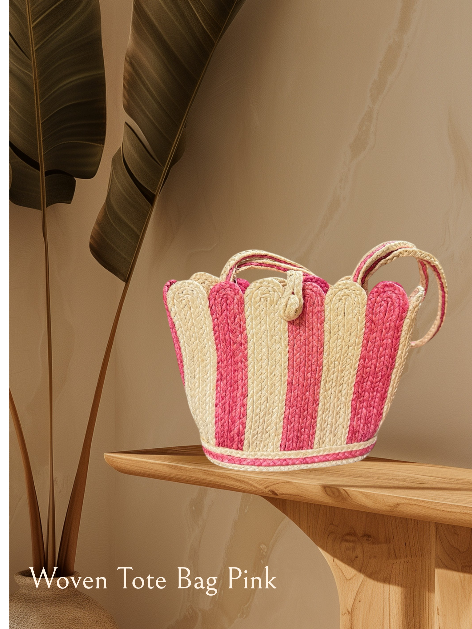 LK-L-007 - Woven Tote Bag Pink