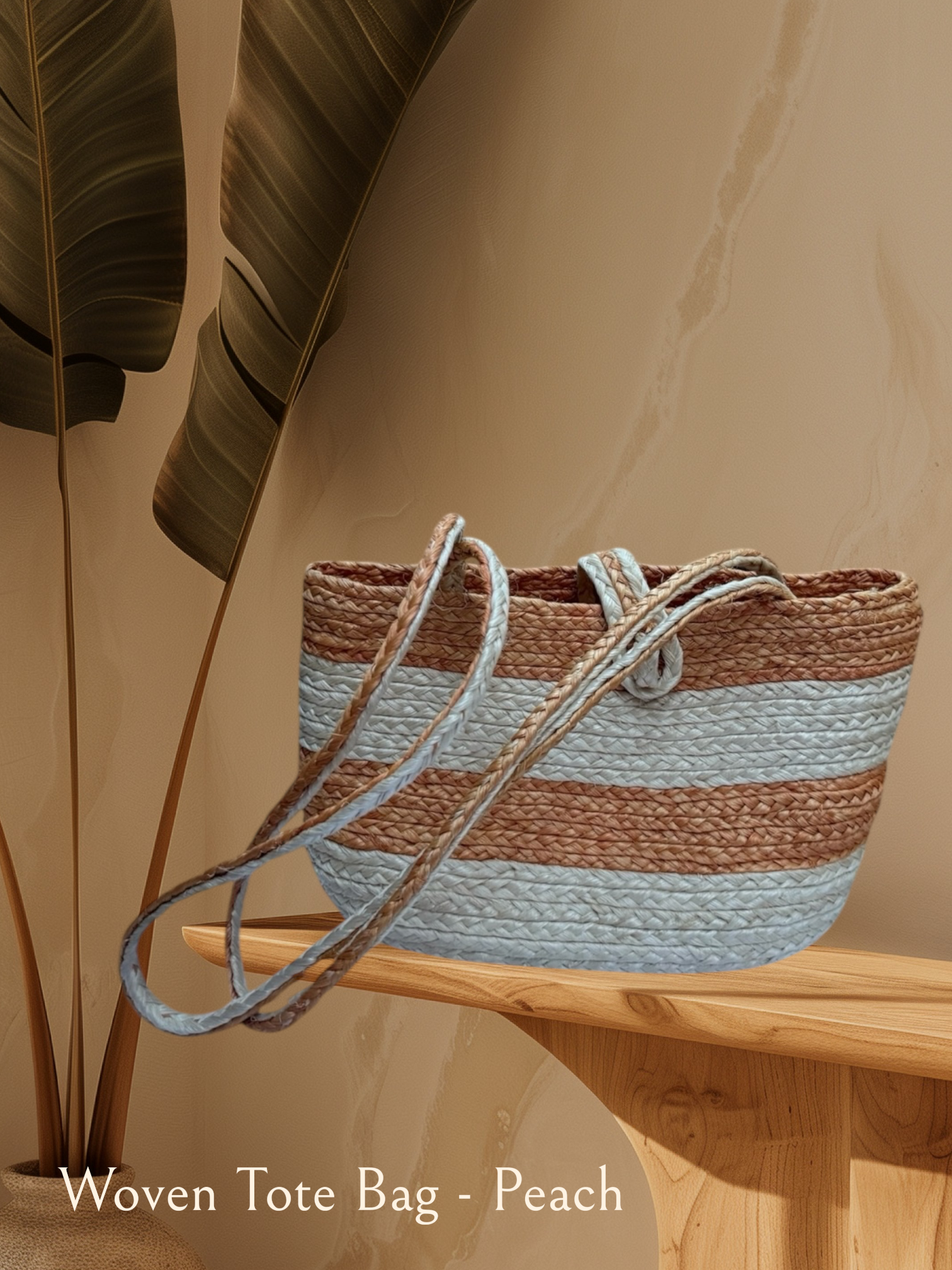 LK-L-006 - Woven Tote Bag - Peach