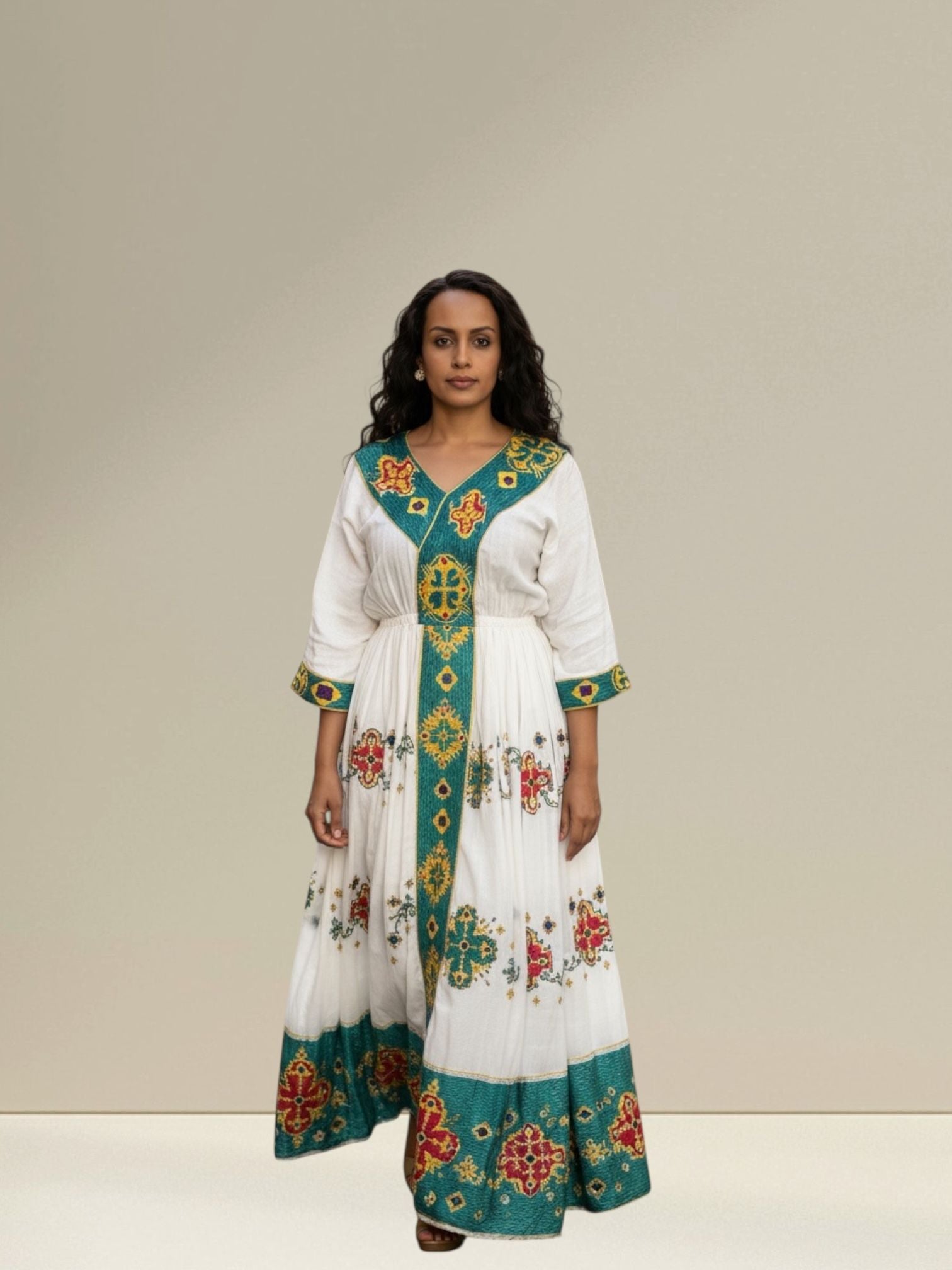 LK-W-002 - Dress Tilf with Stone & Netela